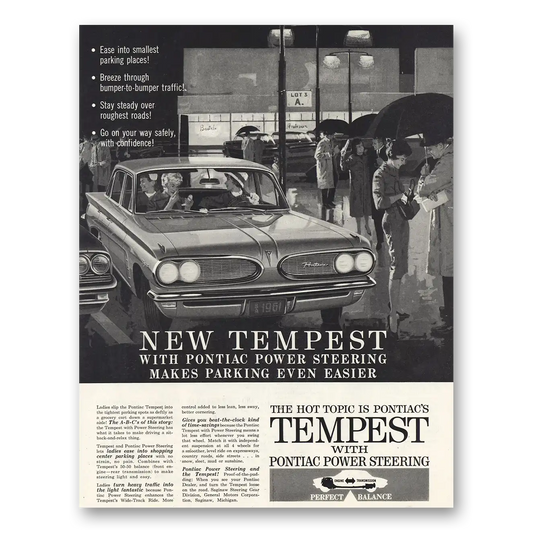 1961 Pontiac Tempest Makes Parking Even Easier Vintage Magazine Print Ad