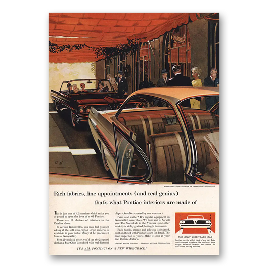 1961 Pontiac Bonneville Rich Fabrics Fine Appointments Vintage Magazine Print Ad