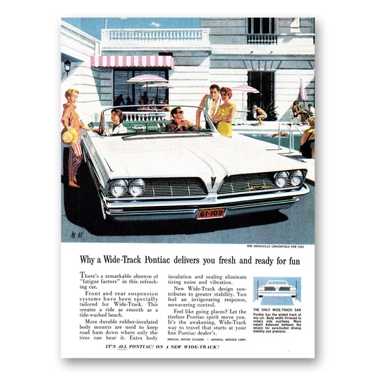 1961 Pontiac Bonneville Convertible Delivers You Fresh and Ready for Fun Vintage Magazine Print Ad