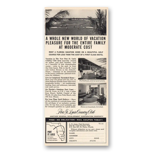 1961 Port St Lucie Country Club Pleasure for Entire Family Vintage Magazine Print Ad