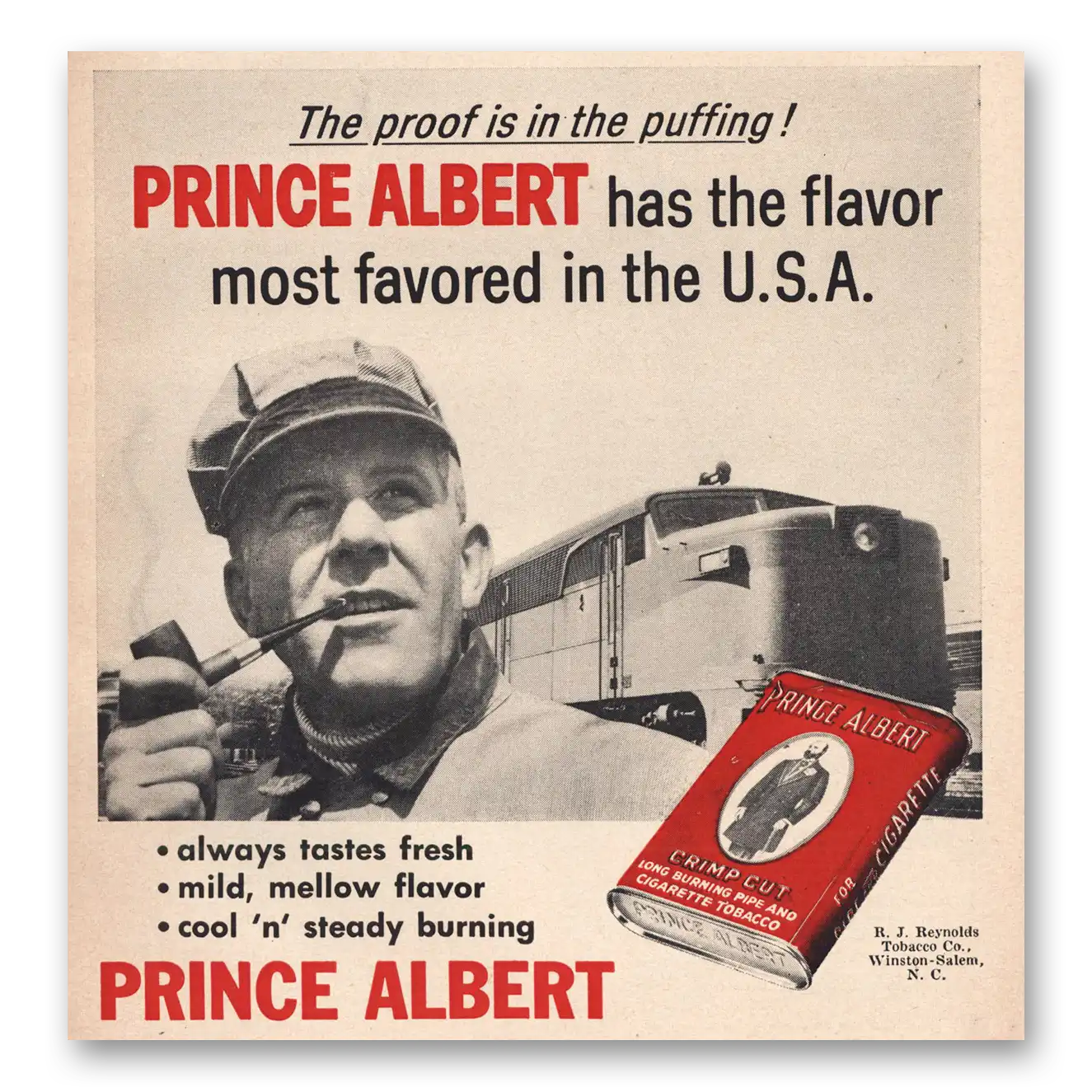 1961 Prince Albert Tobacco Proof Is in the Puffing Vintage Magazine Print Ad