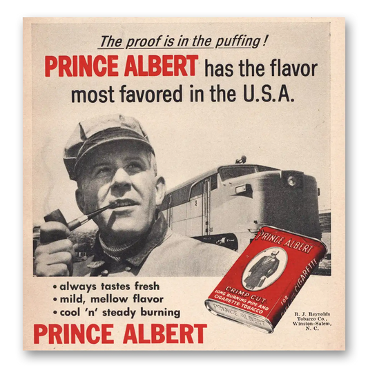 1961 Prince Albert Tobacco Proof Is in the Puffing Vintage Magazine Print Ad