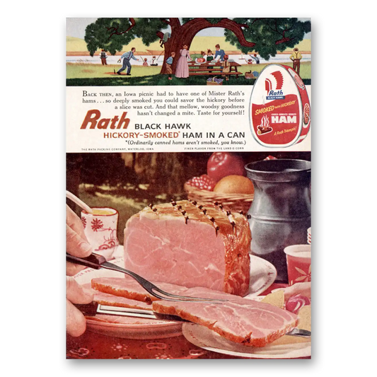 1961 Rath Black Hawk Ham Back Then an Iowa Picnic Vintage Magazine Print Ad