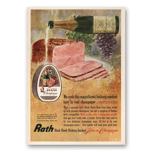 1961 Rath Black Hawk Champagne Vintage Magazine Print Ad