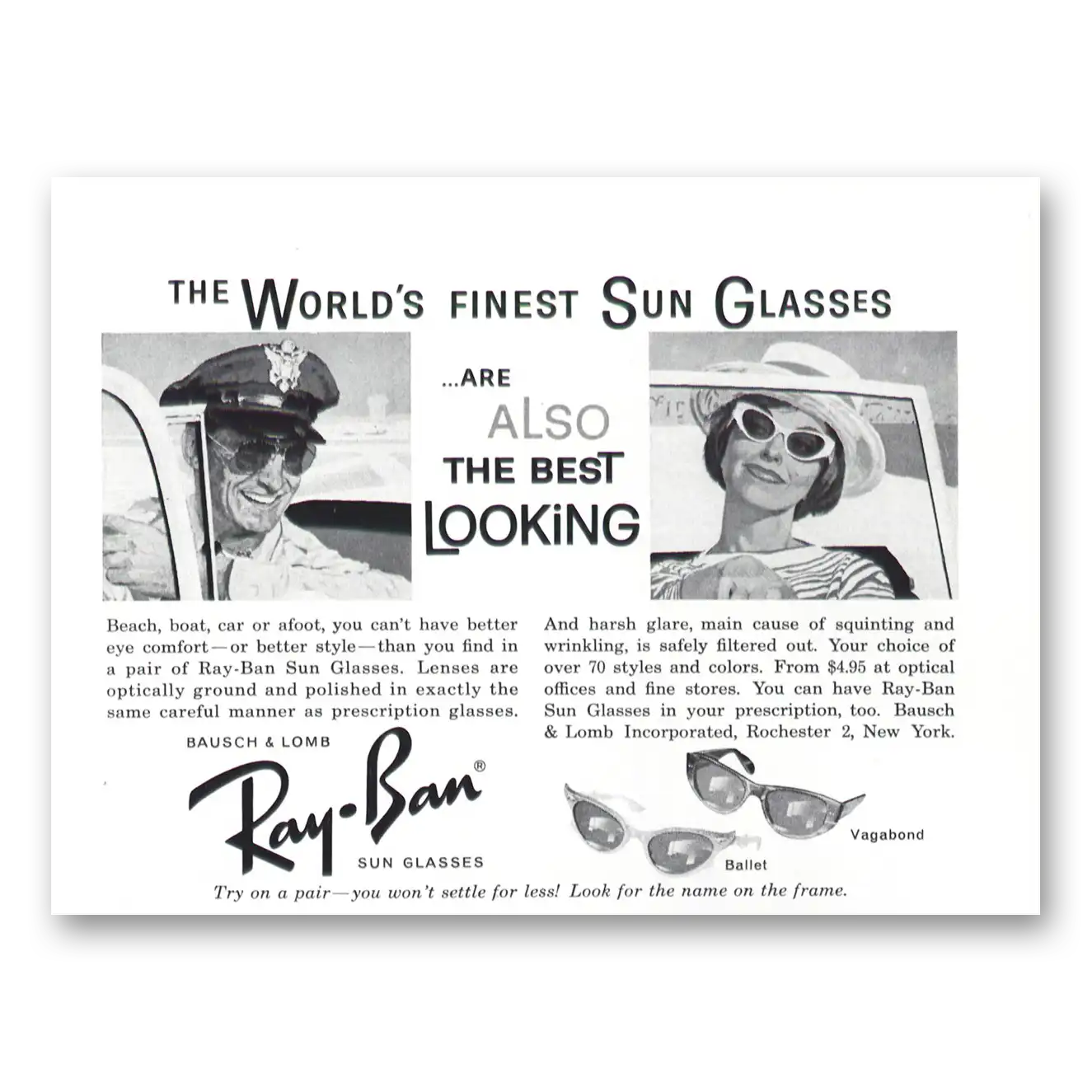 1961 Ray Ban Sun Glasses Best Looking Vintage Magazine Print Ad