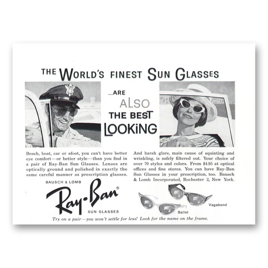 1961 Ray Ban Sun Glasses Best Looking Vintage Magazine Print Ad