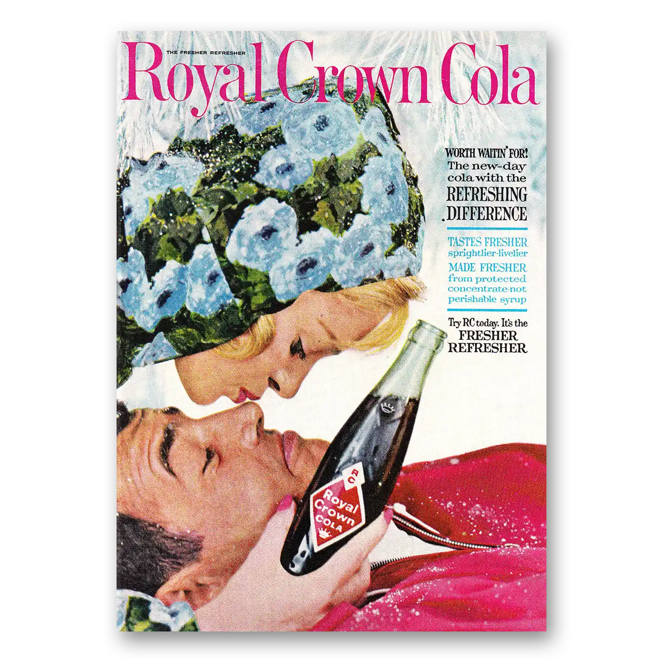 1961 Royal Crown Cola Worth Waitin For Vintage Magazine Print Ad