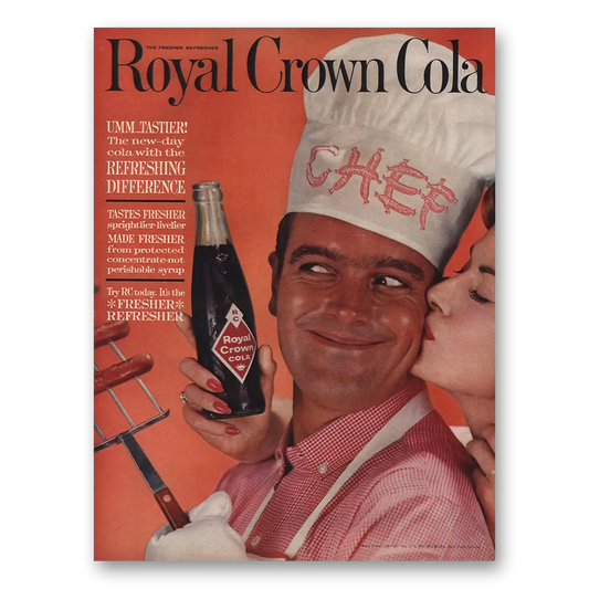 1961 Royal Crown Cola Chef Umm Tastier Vintage Magazine Print Ad