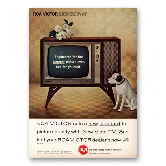 1961 RCA Victor Television Vista TV Engineered for the Clearest Vintage Magazine Print Ad