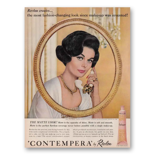 1961 Revlon Contempera Make Up Matte Look Contempera Vintage Magazine Print Ad