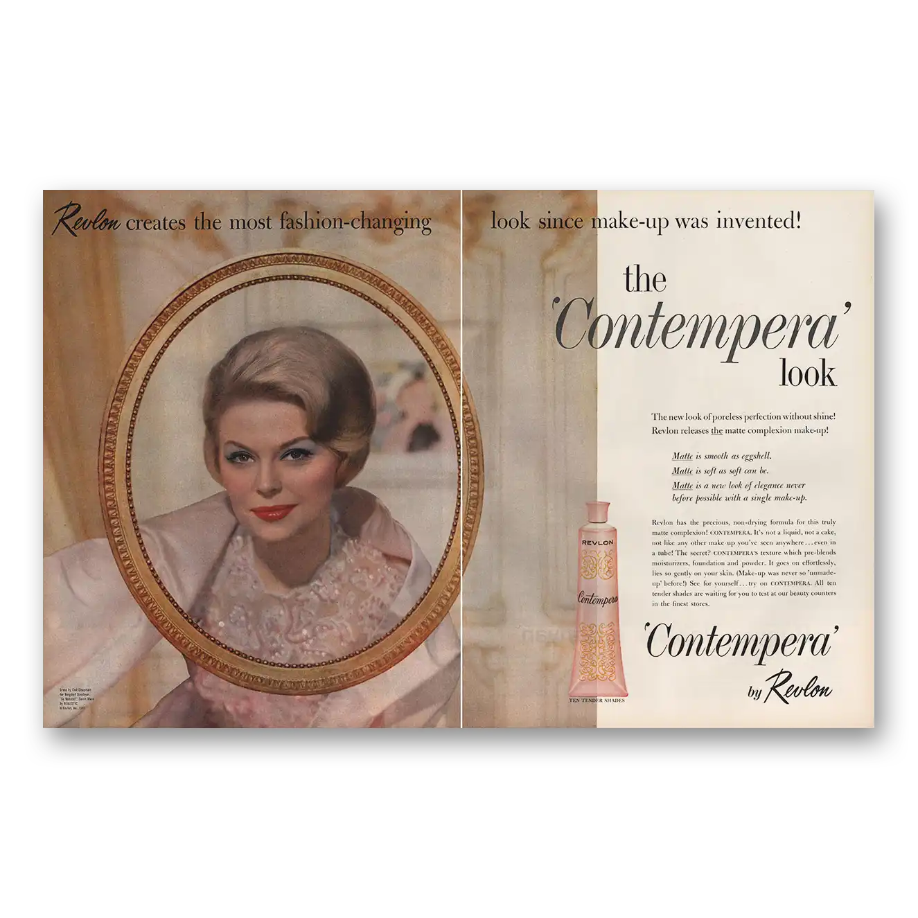 1961 Revlon Contempera Fashion Changing Look Vintage Magazine Print Ad