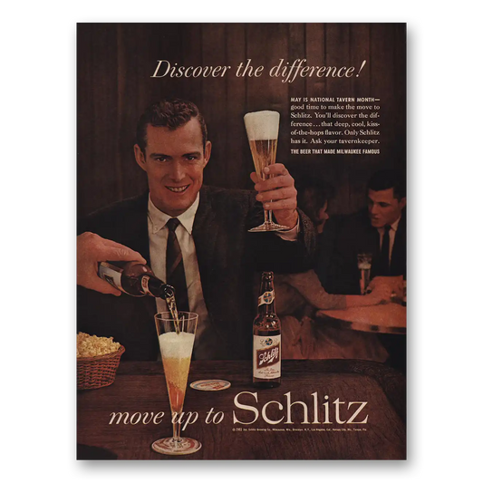 1961 Schlitz Beer May is National Tavern Month Vintage Magazine Print Ad