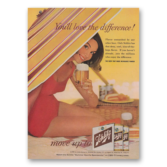 1961 Schlitz Beer Love the Difference Vintage Magazine Print Ad