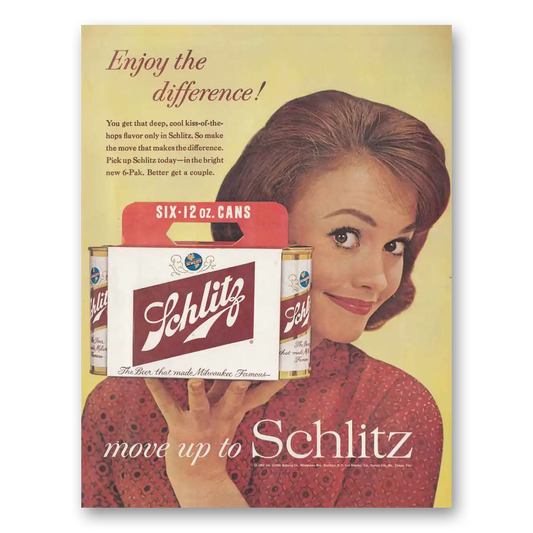 1961 Schlitz Beer Enjoy the Difference Vintage Magazine Print Ad