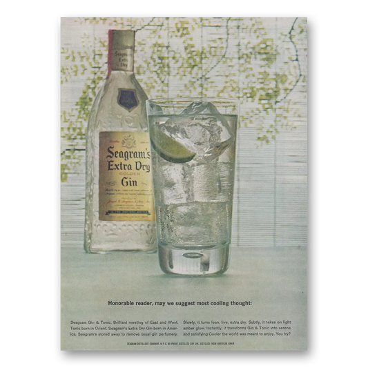 1961 Seagrams Extra Dry Gin Honorable Reader May We Suggest Vintage Magazine Print Ad