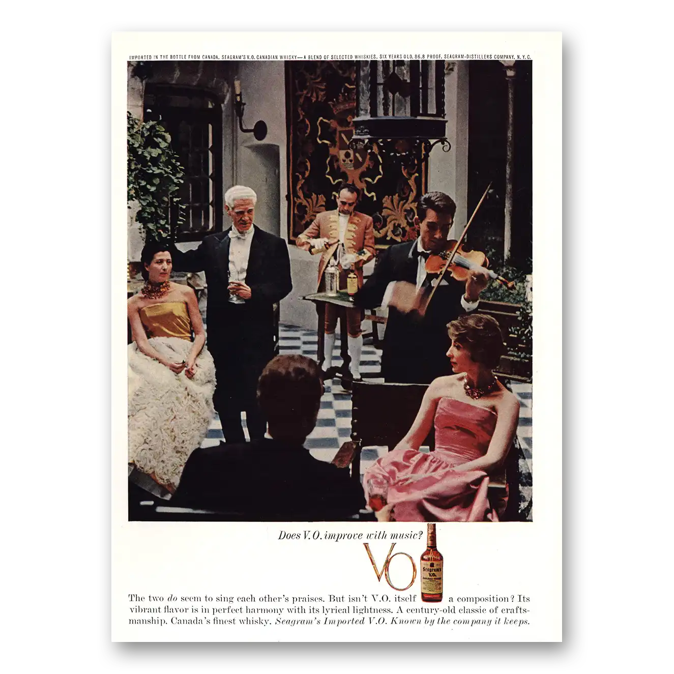 1961 Seagrams VO Whisky Improve With Music Vintage Magazine Print Ad