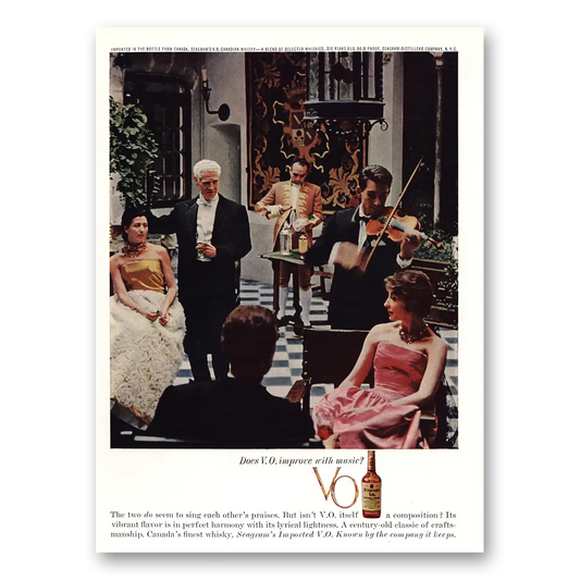 1961 Seagrams VO Whisky Improve With Music Vintage Magazine Print Ad