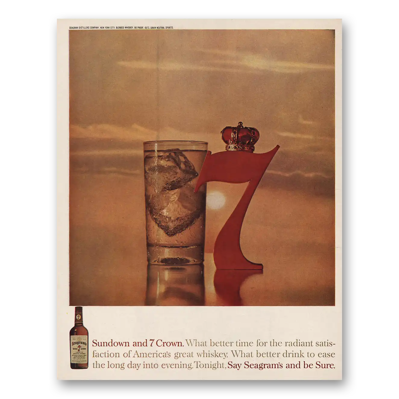 1961 Seagrams Sundown and 7 Crown Vintage Magazine Print Ad