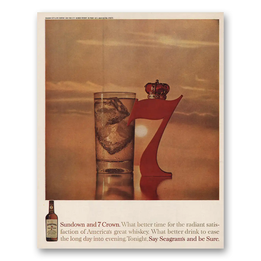 1961 Seagrams Sundown and 7 Crown Vintage Magazine Print Ad