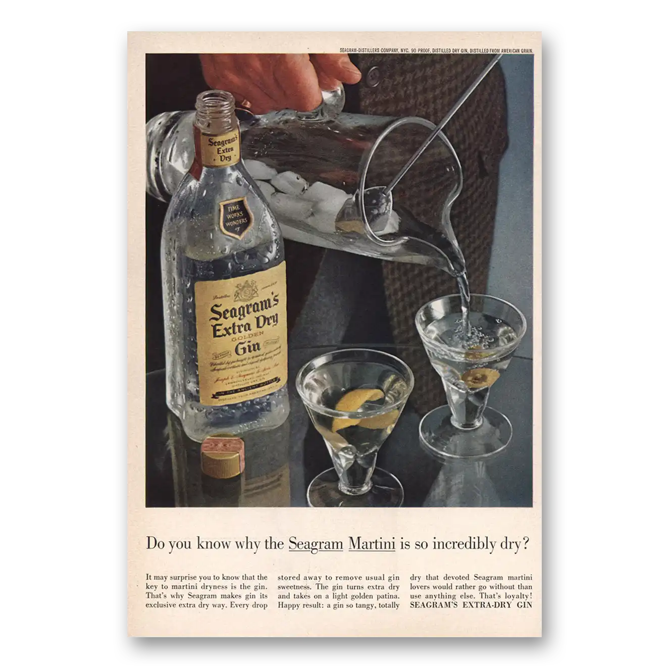 1961 Seagrams Extra Dry Gin Martini Vintage Magazine Print Ad