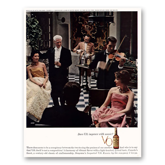 1961 Seagrams VO Whisky Does VO Improve With Music Vintage Magazine Print Ad