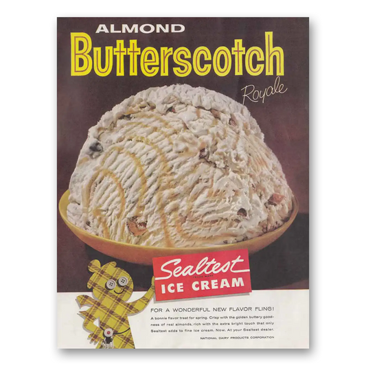 1961 Sealtest Almond Butterscotch Ice Cream Wonderful New Flavor Fling Vintage Magazine Print Ad