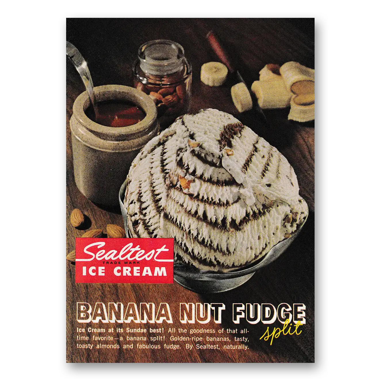 1961 Sealtest Banana Nut Fudge Ice Cream At Its Sundae Best Vintage Magazine Print Ad