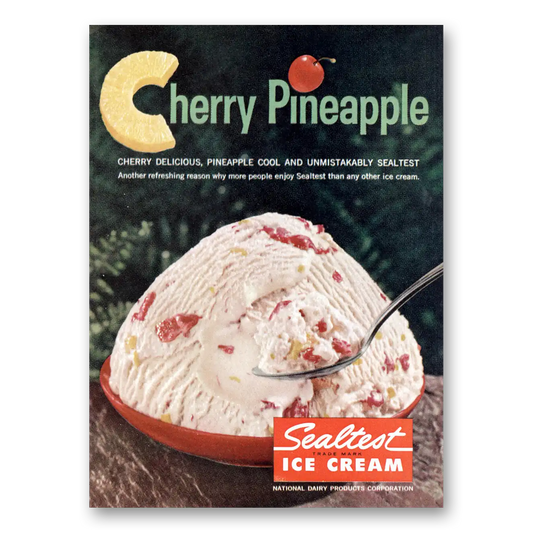 1961 Sealtest Cherry Pineapple Ice Cream Cherry Delicious Vintage Magazine Print Ad