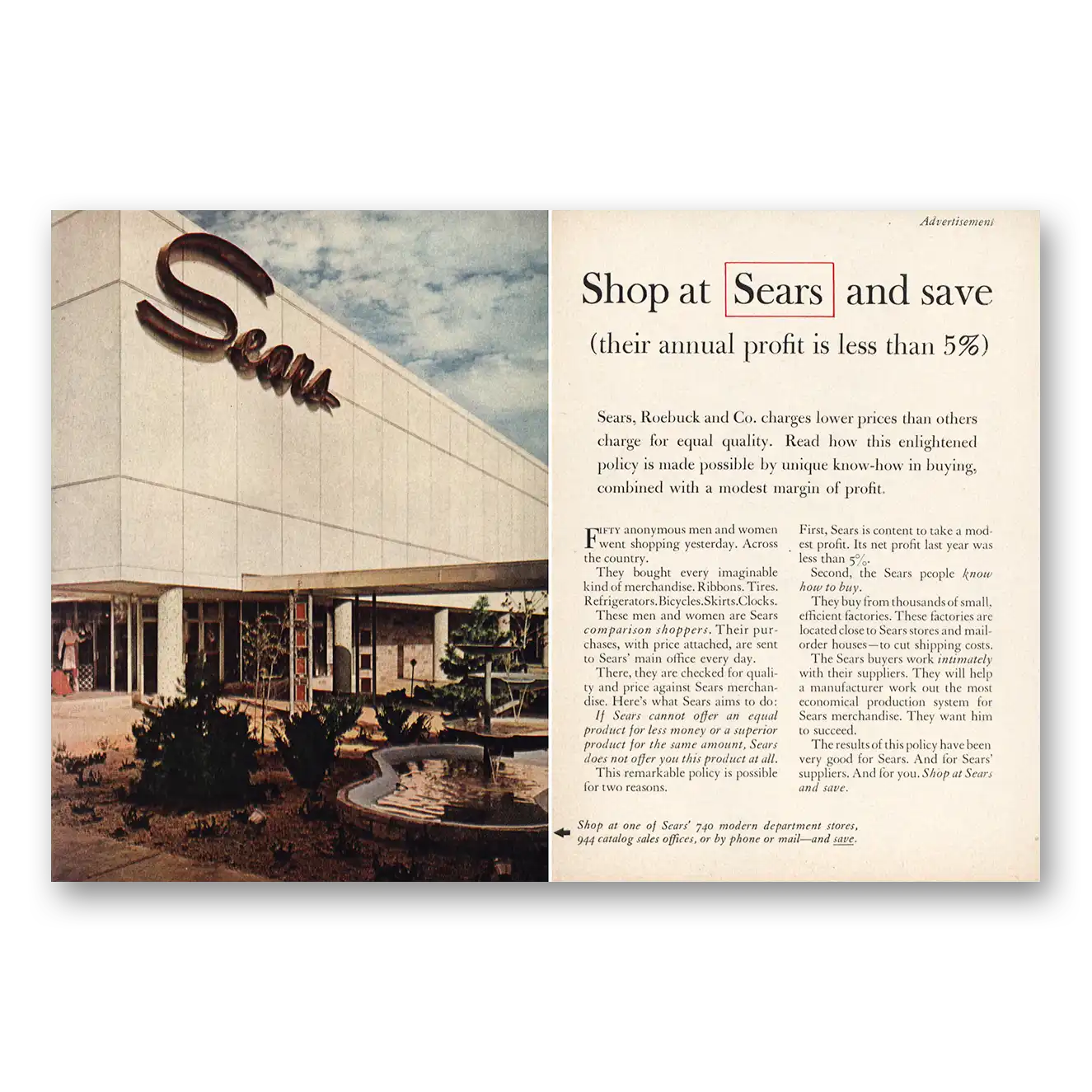 1961 Sears Stores Shop at Sears and Save Vintage Magazine Print Ad