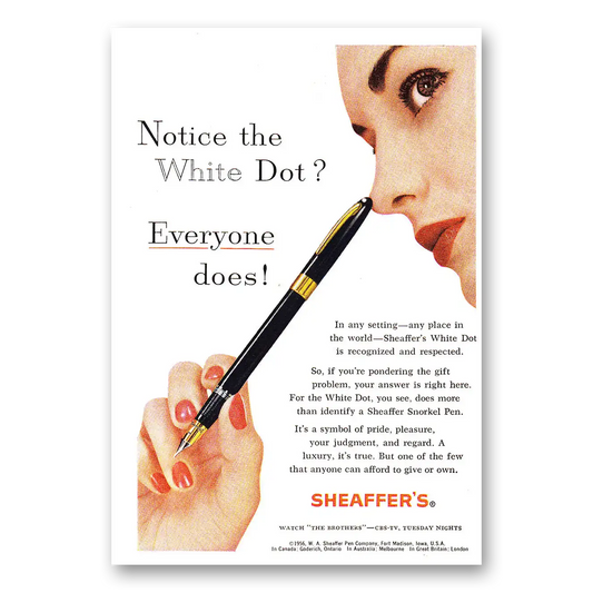 1961 Sheaffers Snorkel Pen Notice the White Dot Vintage Magazine Print Ad