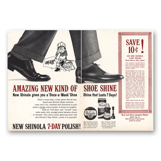 1961 Shinola Shoe Polish Amazing New Kind of Shoe Shine Vintage Magazine Print Ad