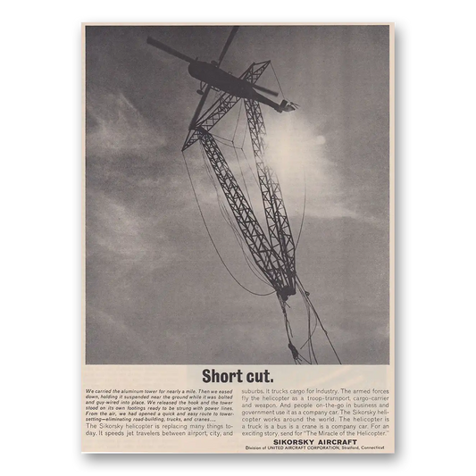 1961 Sikorsky Helicopters Short Cut Vintage Magazine Print Ad