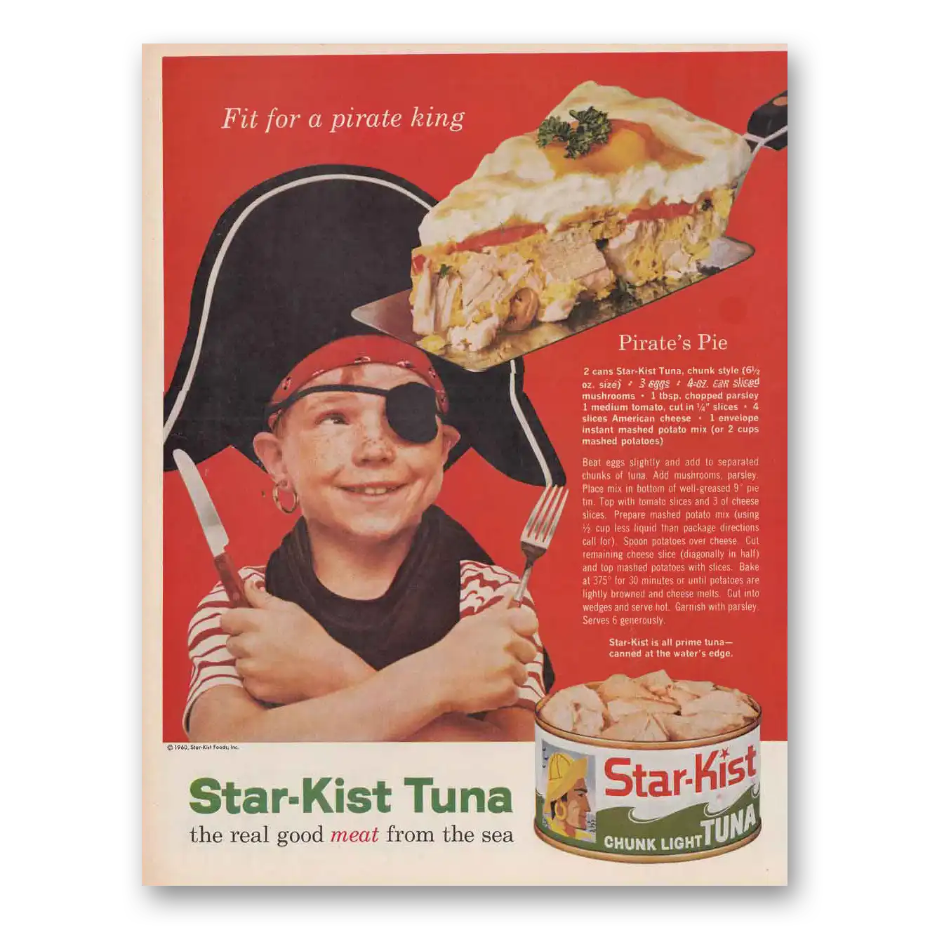 1961 Star Kist Tuna Tuna Fit for a Pirate King Vintage Magazine Print Ad