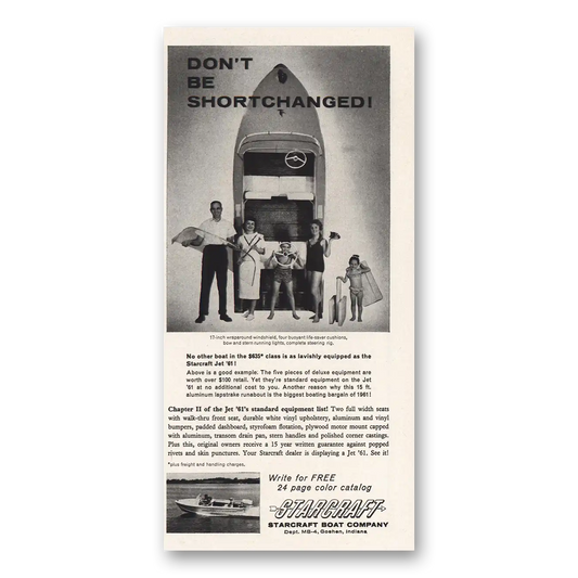 1961 Starcraft Boats Boat Don’t Be Shortchanged Vintage Magazine Print Ad