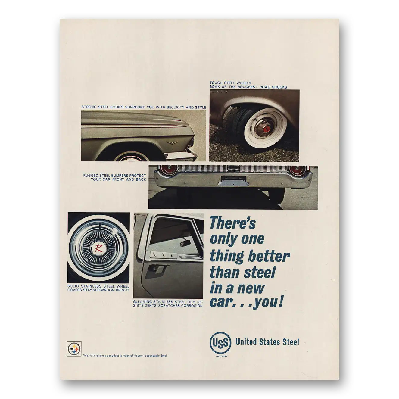 1961 United States Steel Only One Thing Better New Car Vintage Magazine Print Ad