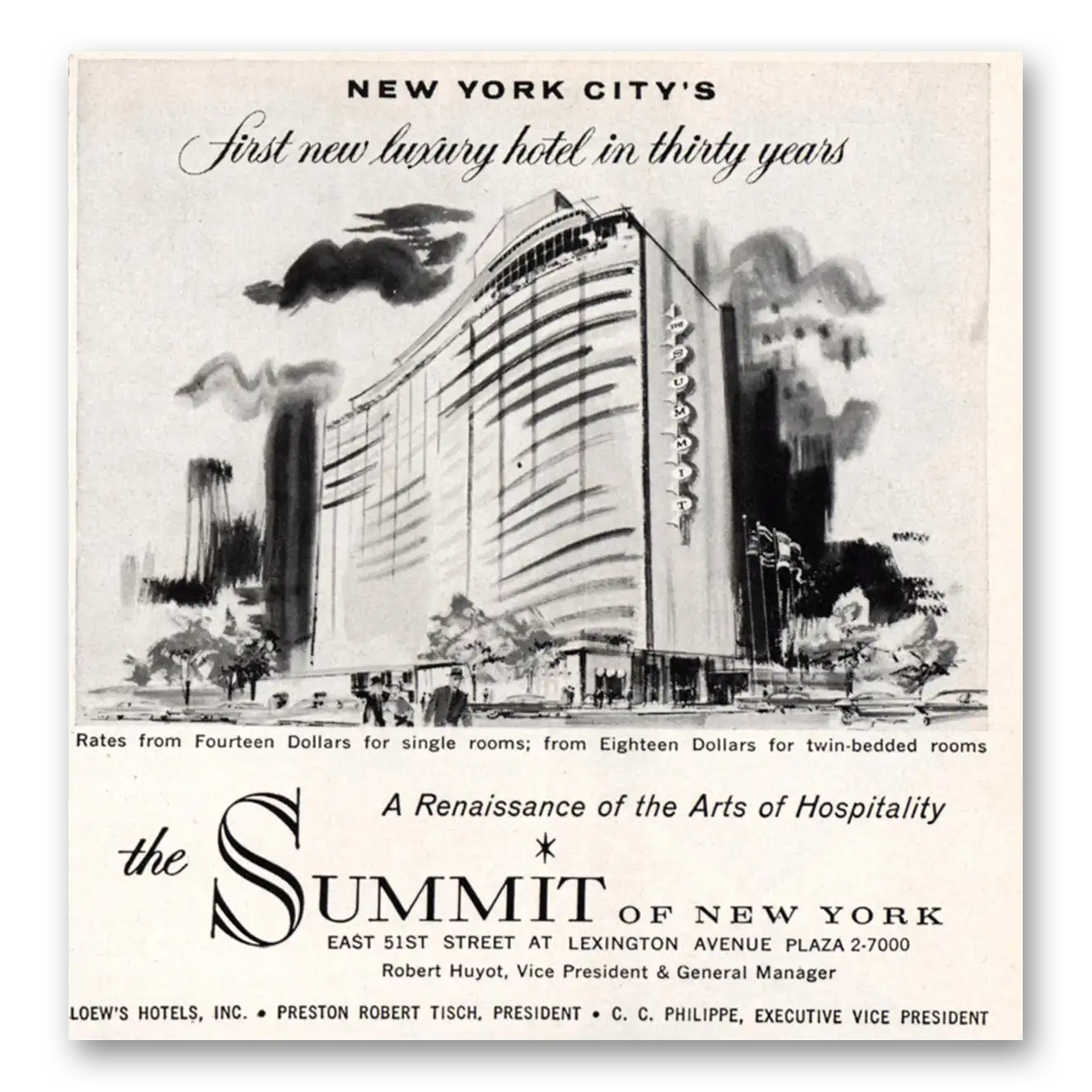 1961 Summit New York First New Luxury Hotel In Thirty Years Vintage Magazine Print Ad