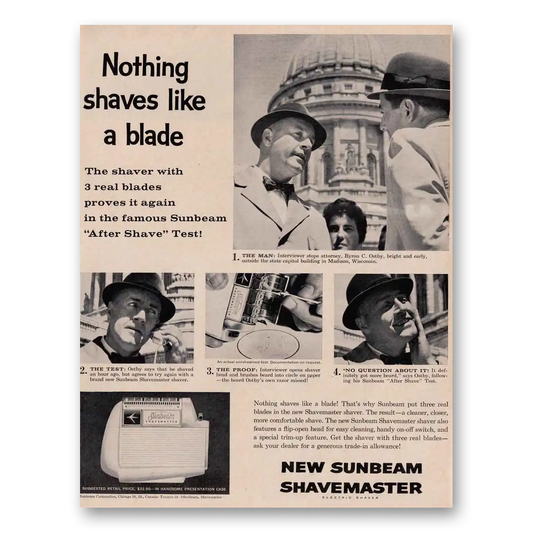 1961 Sunbeam Shavemaster Madison Wisconsin Capital Vintage Magazine Print Ad