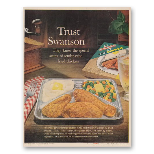 1961 Swanson TV Dinner Tender Crisp Fried Chicken Vintage Magazine Print Ad