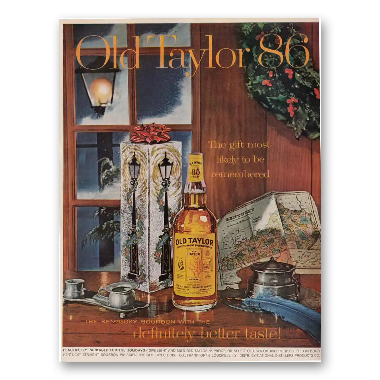 1961 Old Taylor Bourbon Whiskey Kentucky Bourbon Vintage Magazine Print Ad