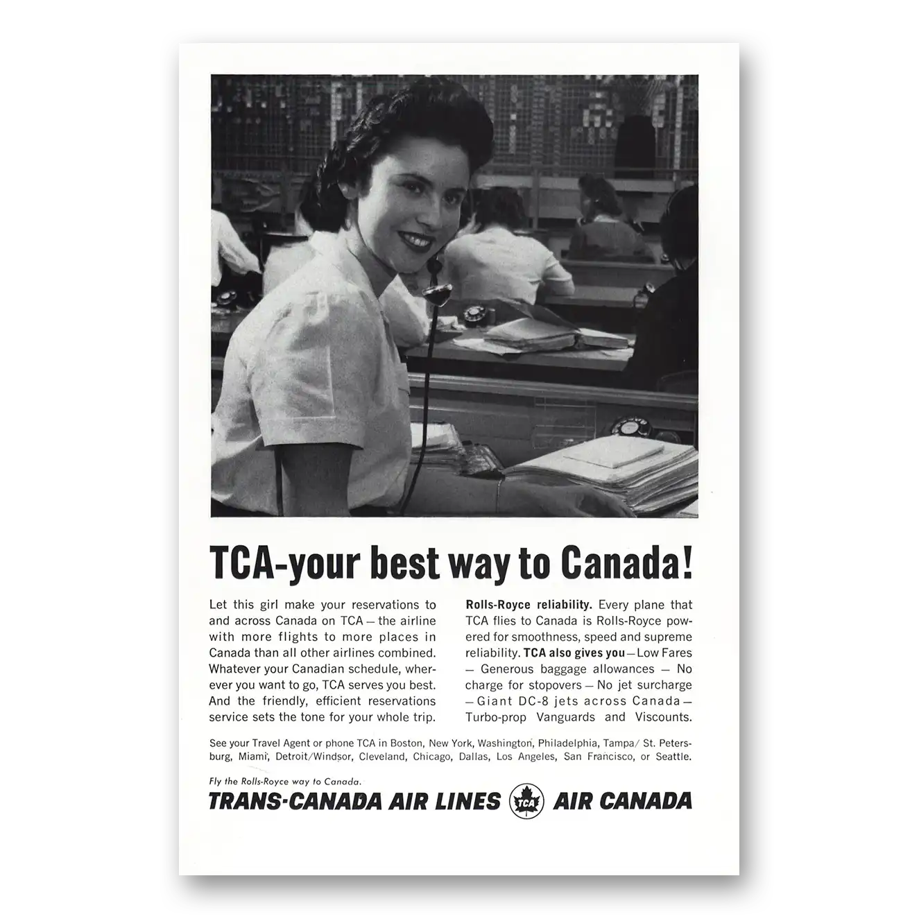 1961 TCA Air Canada Best Way to Canada Vintage Magazine Print Ad