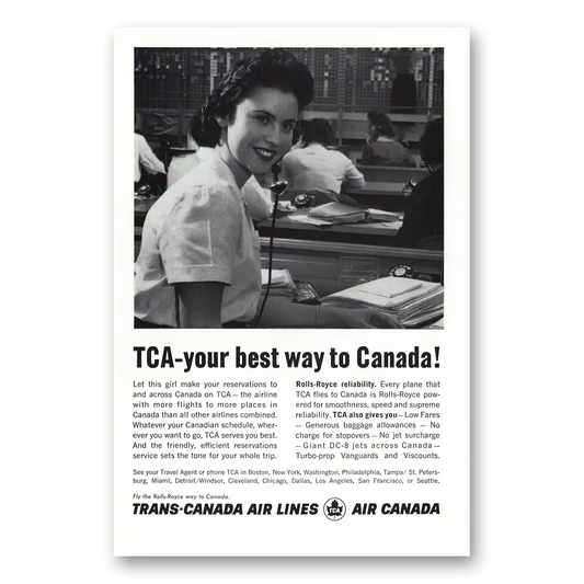 1961 TCA Air Canada Best Way to Canada Vintage Magazine Print Ad