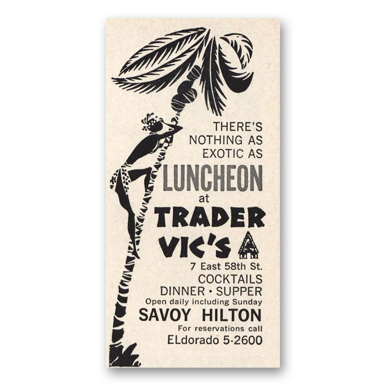 1961 Trader Vics Nothing as Exotic as Luncheon Vintage Magazine Print Ad