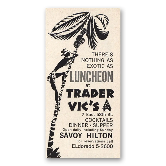 1961 Trader Vics Nothing as Exotic as Luncheon Vintage Magazine Print Ad