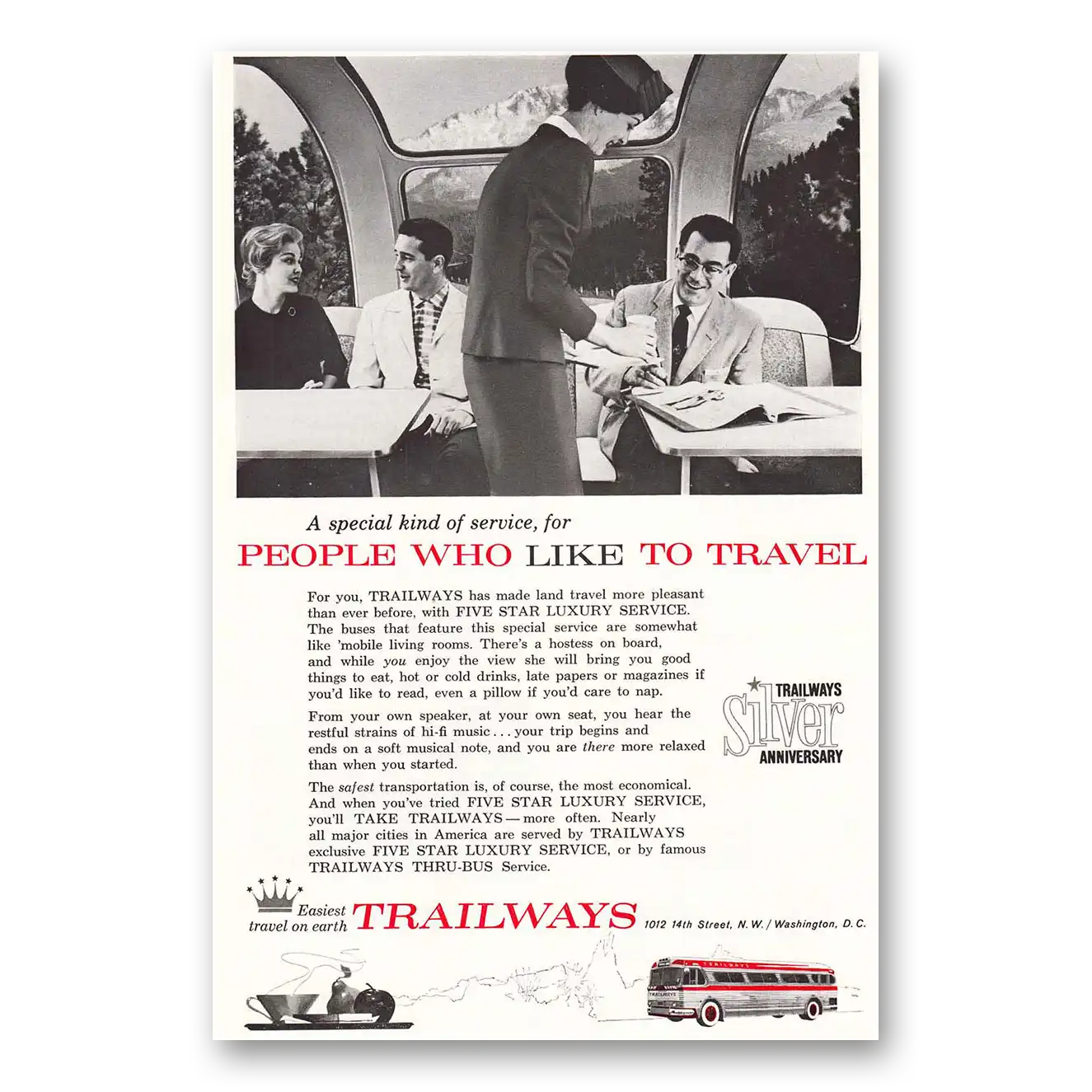 1961 Trailways People Who Like to Travel Vintage Magazine Print Ad