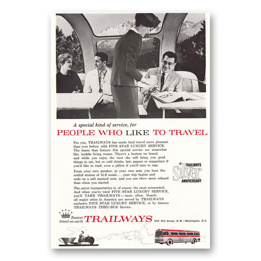 1961 Trailways People Who Like to Travel Vintage Magazine Print Ad