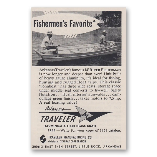 1961 River Fisherman Boat Boat Fishermens Favorite Vintage Magazine Print Ad