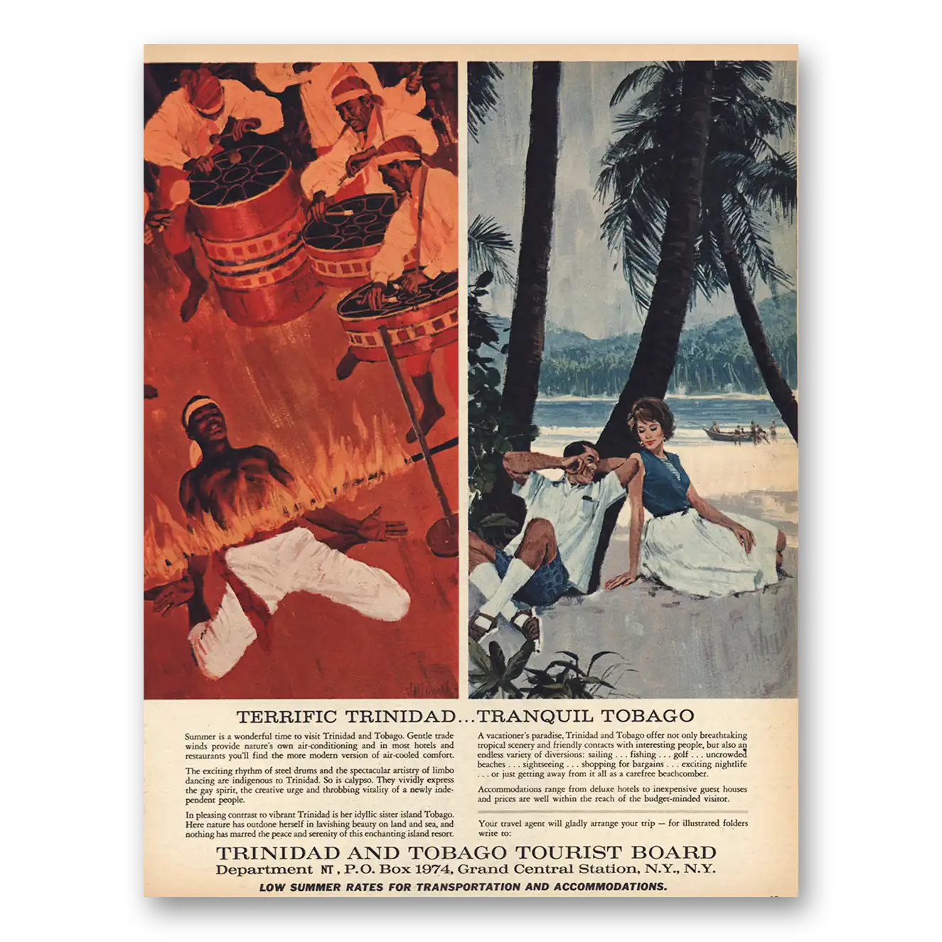 1963 Trinidad & Tobago Terrific Tranquil Vintage Magazine Print Ad