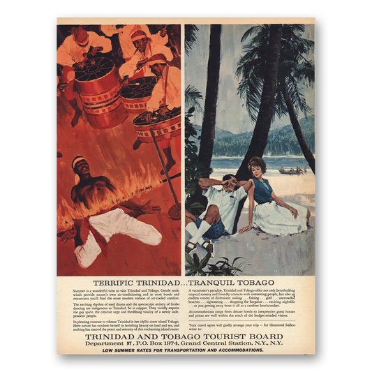 1963 Trinidad & Tobago Terrific Tranquil Vintage Magazine Print Ad