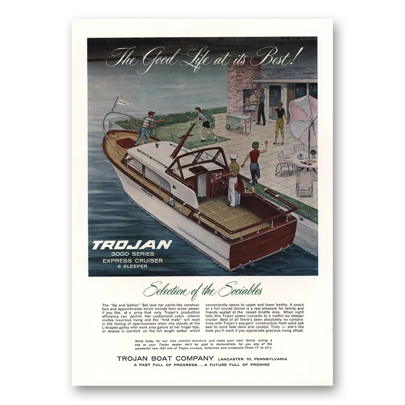 1961 Trojan Boat Good Life At Its Best Vintage Magazine Print Ad