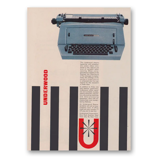 1961 Underwood Typewriter Polyethylene Carbon Ribbon Vintage Magazine Print Ad